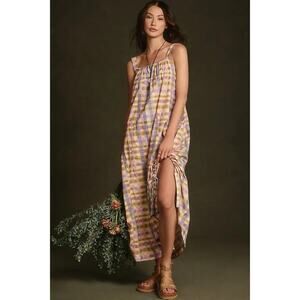 Anthropologie Daily Practice Coming Up Plaid Maxi Dress Boho Hippie